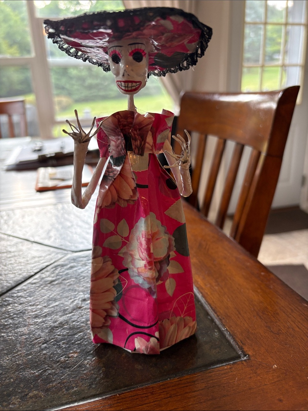 Day of the Dead Catrina Figurine in Pink Floral Dress